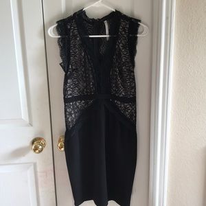 Lace Black and Tan Dress